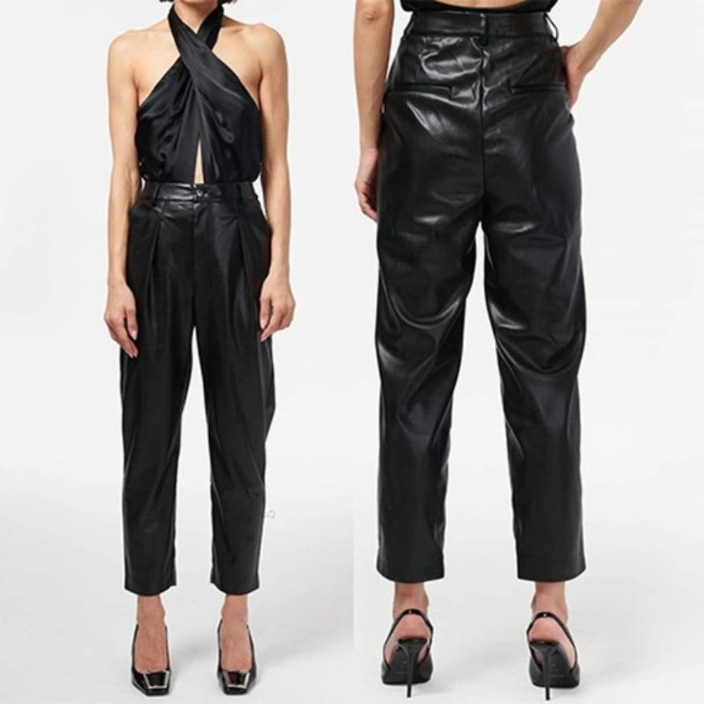 NWT Cami NYC Anja Vegan Leather Straight Leg Blank Ankle Pant